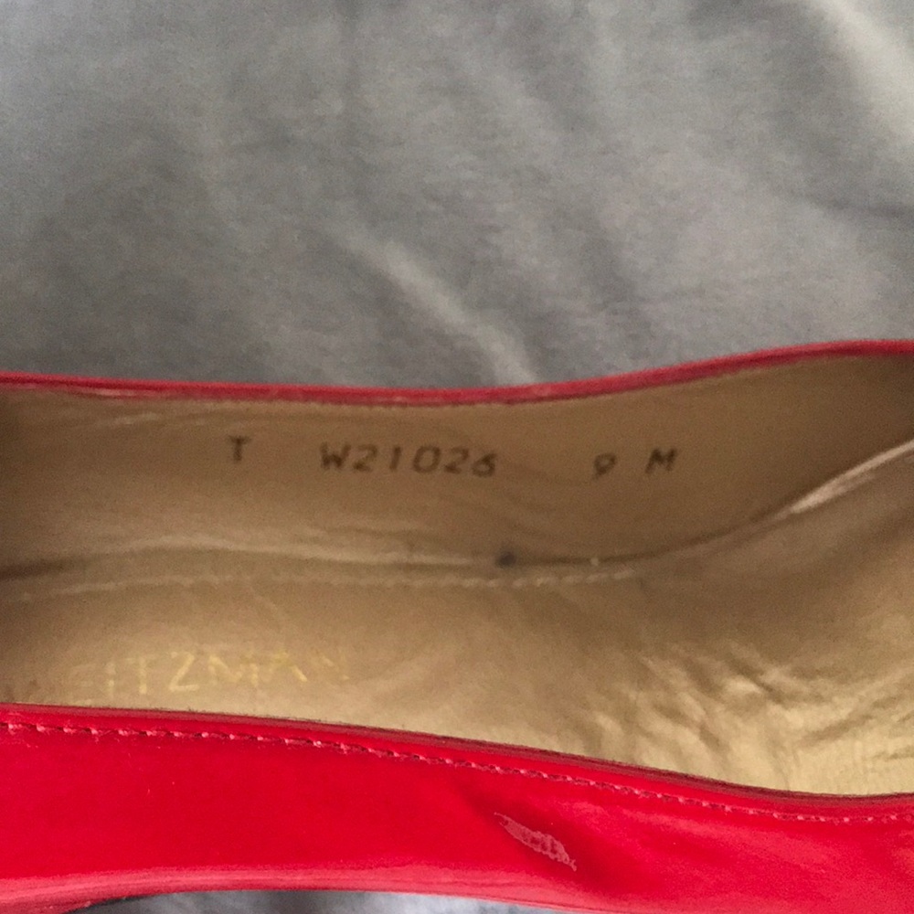 stuart weitzman red patent leather pumps